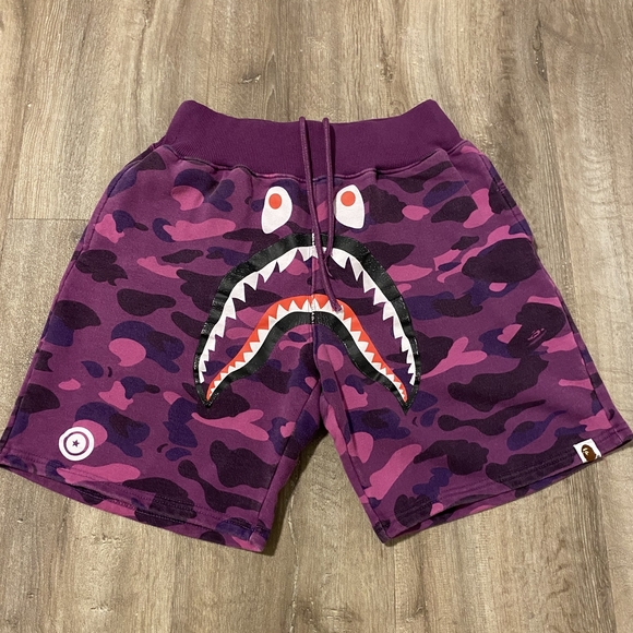 Bape Purple Camo Shark Men's Athletic Shorts - Picture 1 of 3